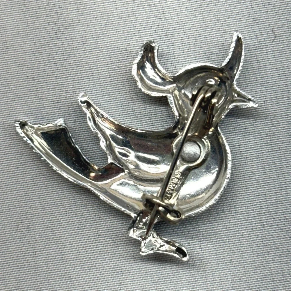 Vintage Coro Marcasite Bird Brooch Womens OS Silver tone Excellent Pin